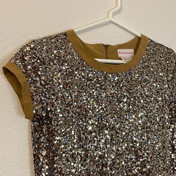 AMERICAN GIRL Golden Sparkle Sequin Tunic Shirt Dress | size L (14/16) - Picture 4 of 9